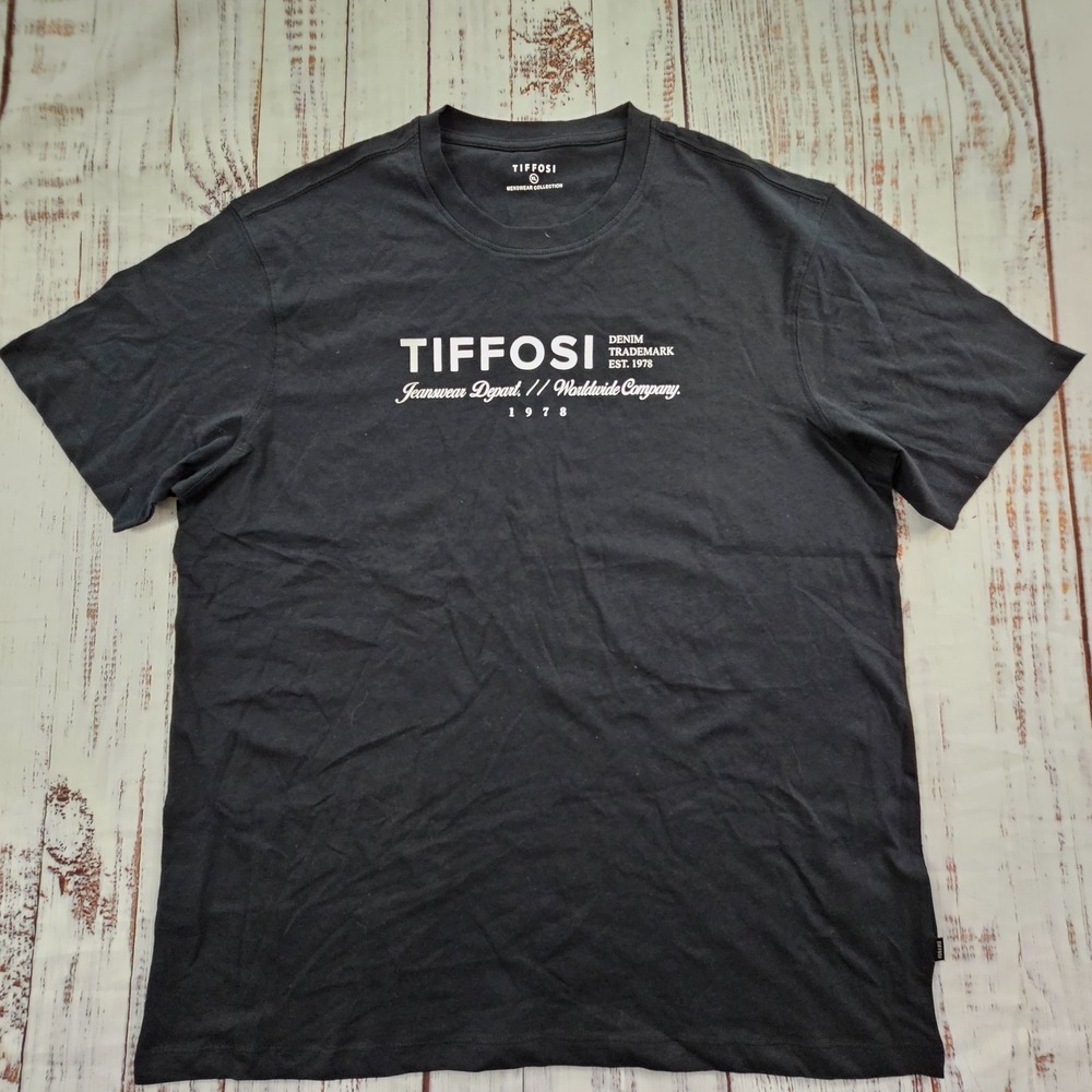 Tiffosi Denim Jeanswear Black Short Sleeve Cotton T-Shirt Men's XL